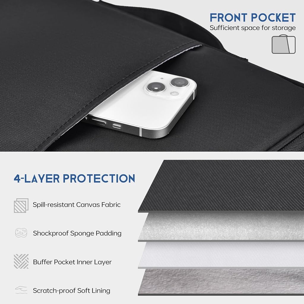 ZORBES® 13-Inch Laptop Handbag, Waterproof Nylon Carrying Case with Cotton Padded Interior, Zippered Organizer Pockets & Handle for Travel, Work, or School ZORBES® 13-Inch Laptop Handbag, Waterproof Nylon Carrying Case with Cotton Padded Interior, Zippered Organizer Pockets & Handle for Travel, Work, or School